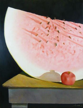 Julio Larraz, Eclissi, 1998, Olio su tela, 130 x 100 cm