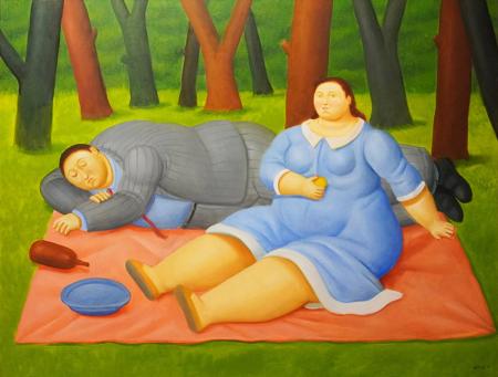 Fernando Botero, Breakfast on the Grass, 2016, Oil on canvas, 100 x 130 cm