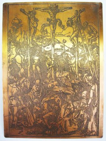 ALBRECHT DURER COPPER PRINTING PLATE ENGRAVING THE CALVARY WITH THREE CROSSES