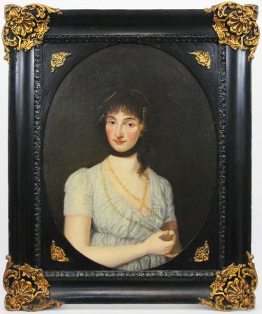 ANTIQUE PAINTING WOMAN PORTRAIT EARLY 19TH CENTURY