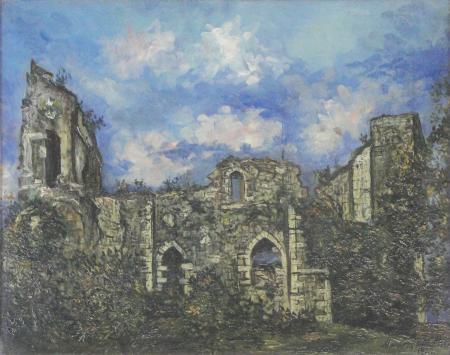 Maurice Utrillo (1883-1955) - Les ruines du Chateau de Chalucet - Oil on cardboard