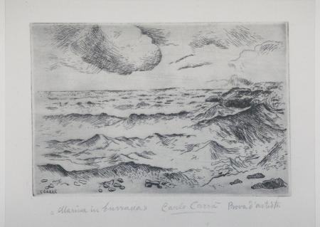 Carlo Carrà - Stormy seas - Etching