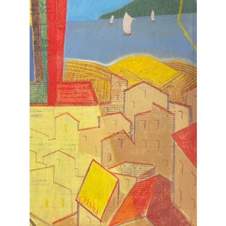 Giulio D'Anna, Il Giornale Dell'Isola, 1929-1930, Olio e collage su cartone, 67 x 47,5 cm - foto 2