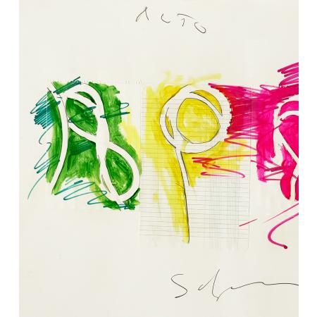 Mario Schifano, Senza Titolo, 1970-1975, Tecnica mista su carta, 100 × 70 cm - foto 2