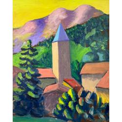 Salvo, Landscape, 1985, Oil on board, 37 x 29 cm