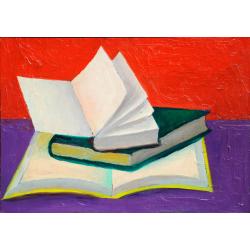Salvo, Books, 1985, Oil on cardboard, 25 × 35 cm
