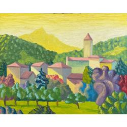 Salvo, Paesaggio, 1981, Olio su tela, 40.3 × 50.3 cm