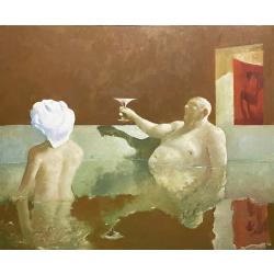 Julio Larraz, L'Ombra della Mantide, 2002, Olio su tela, 130 × 160 cm
