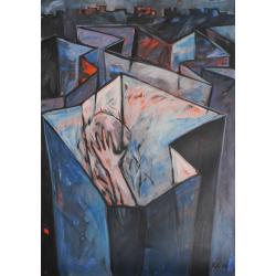 Reiner Karge, Il Labirinto, 1986, Olio su tela, 100 x 70 cm