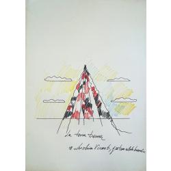 Tano Festa, La Terra Trema, 1982-1984, Pennarelli su carta, 100 × 70 cm