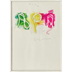 Mario Schifano, Senza Titolo, 1970-1975, Tecnica mista su carta, 100 × 70 cm