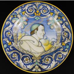 DERUTA CERAMIC PLATE SAN MAURO ABBOT SIGNED ON THE BACK
