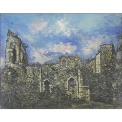 Maurice Utrillo (1883-1955) - Les ruines du Chateau de Chalucet - Olio su cartone