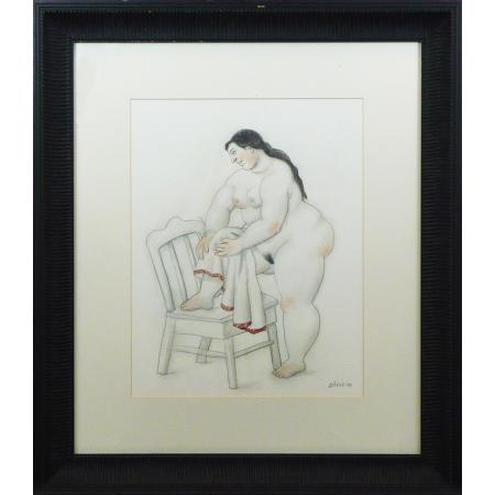 Fernando Botero, Donna che si Asciuga, 2006, Tecnica mista su carta, 39.5 × 31 cm - foto 1