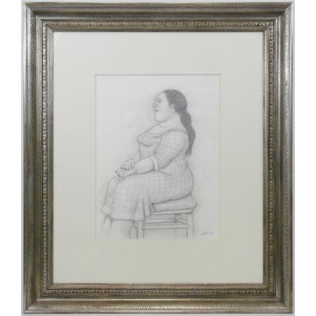 Fernando Botero, Woman with Red Nail Polish, 2006, Mixed media in paper, 41 × 31 cm