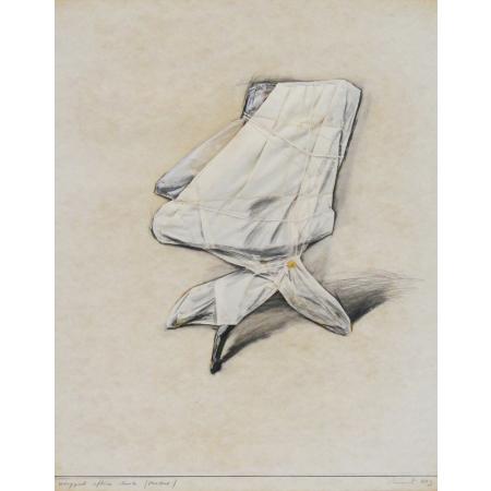 Christo, Wrapped Office Chair (Project), 1973, Tecnica mista su cartoncino, 71 × 56 cm
