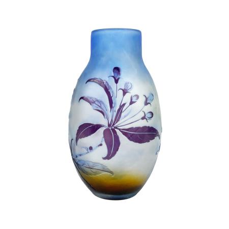Émile Gallé, Blue, White and Orange Glass Vase with Flowers, ca. 1900, 19 × 11 × 8 cm - photo 2