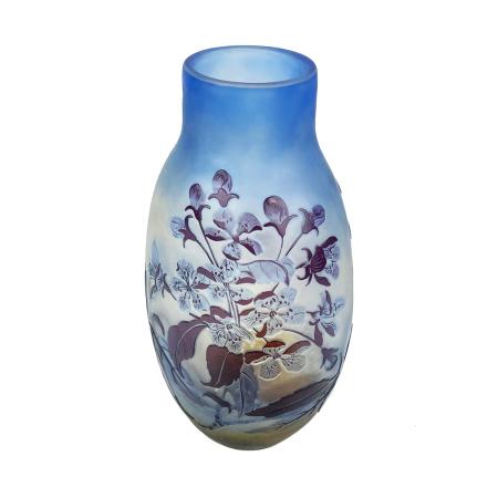 Émile Gallé, Blue, White and Orange Glass Vase with Flowers, ca. 1900, 19 × 11 × 8 cm - photo 4