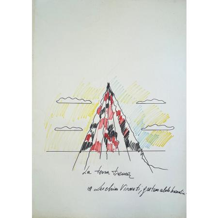 Tano Festa, La Terra Trema, 1982-1984, Pennarelli su carta, 100 × 70 cm