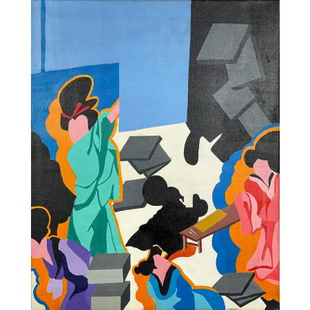 Tancredi Fornasetti, Geishe, 2006, Acrylic on canvas, 50 x 40 cm