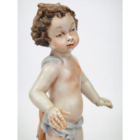 PUTTO CHILD FIGURE MADE IN CAPODIMONTE MARKED PORCELAIN