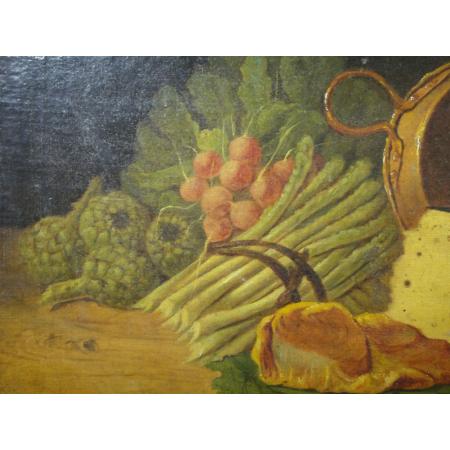 STILL LIFE ANTIQUE PAINTING OIL ON CANVAS 19TH CENTURY - photo 1