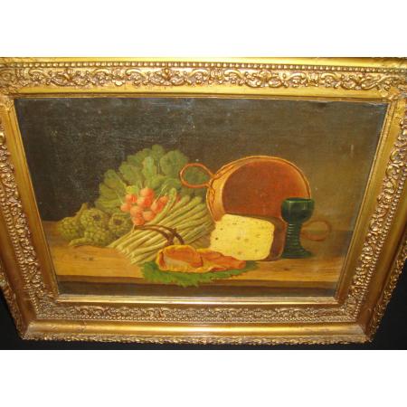 STILL LIFE ANTIQUE PAINTING OIL ON CANVAS 19TH CENTURY - photo 6