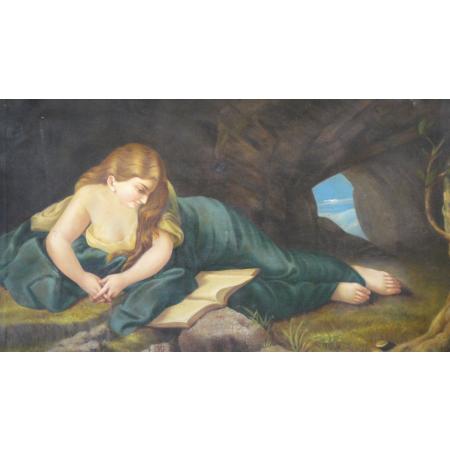 ANTIQUE PAINTING OIL ON CANVAS MARY MAGDALEN PENITENT 19TH CENTURY - photo 1