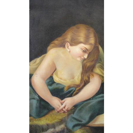 ANTIQUE PAINTING OIL ON CANVAS MARY MAGDALEN PENITENT 19TH CENTURY - photo 3