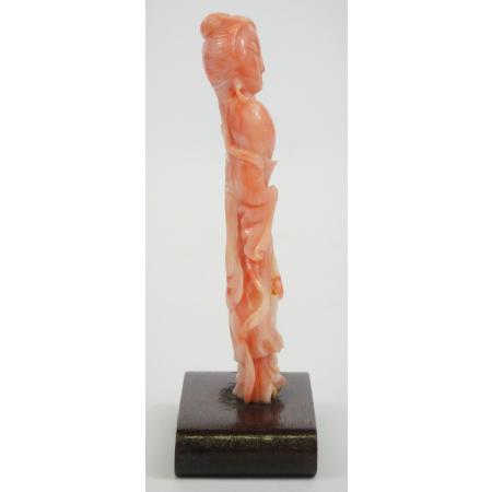 CHINESE PINK MIDWAY CORAL SCULPTURE FEMALE FIGURE - photo 1