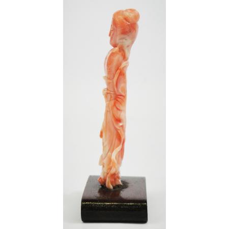 CHINESE PINK MIDWAY CORAL SCULPTURE FEMALE FIGURE - photo 3