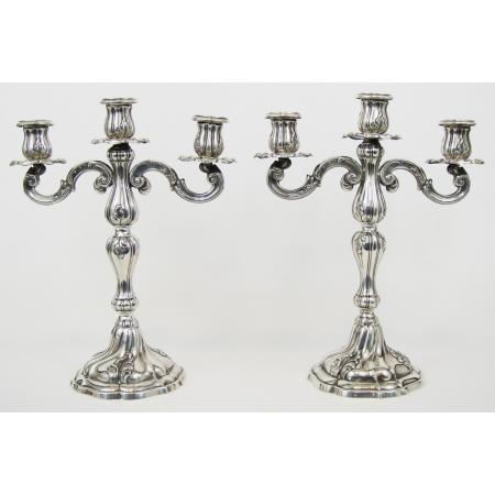 A PAIR OF REAL SILVER CANDLE HOLDERS FIRST HALF OF 20TH CENTURY - photo 1