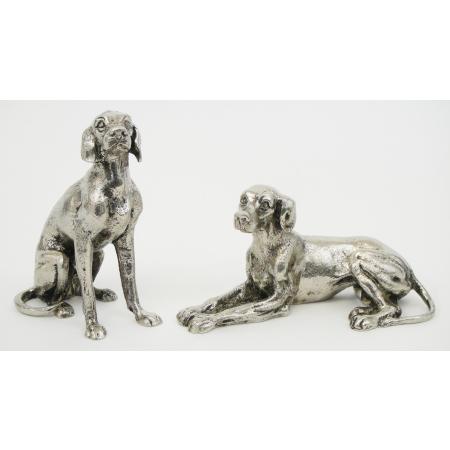 A PAIR OF GUCCI SILVER PLATED METAL DOGS