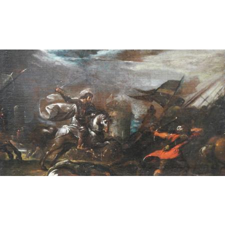 ANCIENT PAINTING BATTLE OF 17TH CENTURY CIRCLE OF MATTHIAS STOMER - photo 7