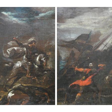 ANCIENT PAINTING BATTLE OF 17TH CENTURY CIRCLE OF MATTHIAS STOMER - photo 8