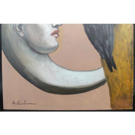 ANTONIO SCIACCA PAINTING OIL ON CANVAS THE MOON IN HARMONY WITH NATURE - photo 3