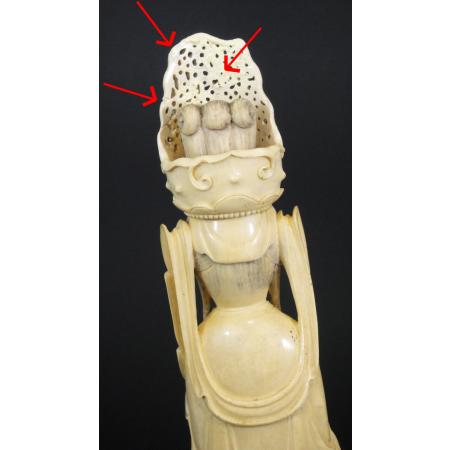BIG AND ANTIQUE CHINESE SCULPTURE - GUANYIN - IVORY TUSK - photo 10