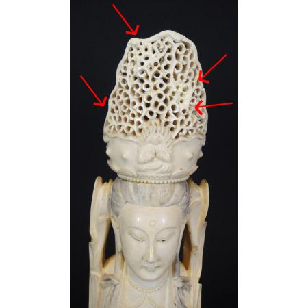 BIG AND ANTIQUE CHINESE SCULPTURE - GUANYIN - IVORY TUSK - photo 4