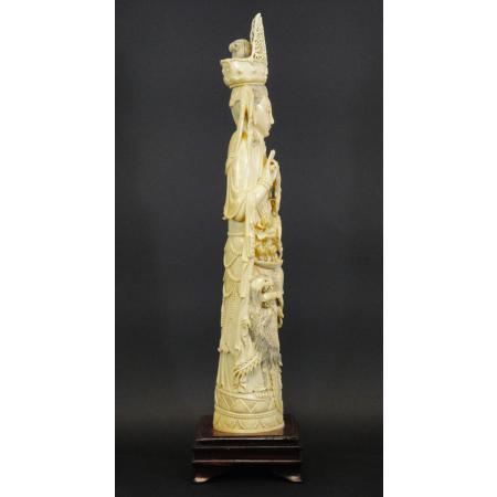 BIG AND ANTIQUE CHINESE SCULPTURE - GUANYIN - IVORY TUSK - photo 14