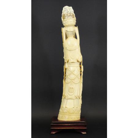 BIG AND ANTIQUE CHINESE SCULPTURE - GUANYIN - IVORY TUSK - photo 15