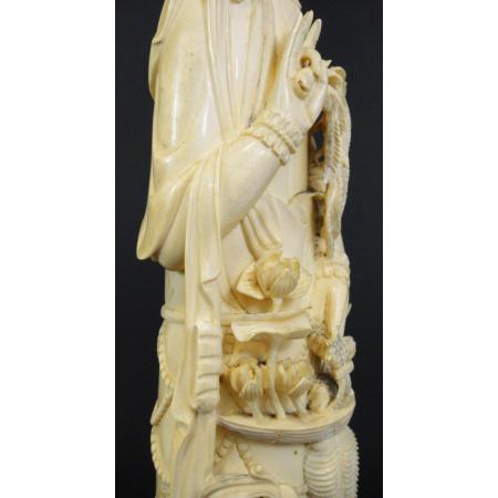 BIG AND ANTIQUE CHINESE SCULPTURE - GUANYIN - IVORY TUSK - photo 21