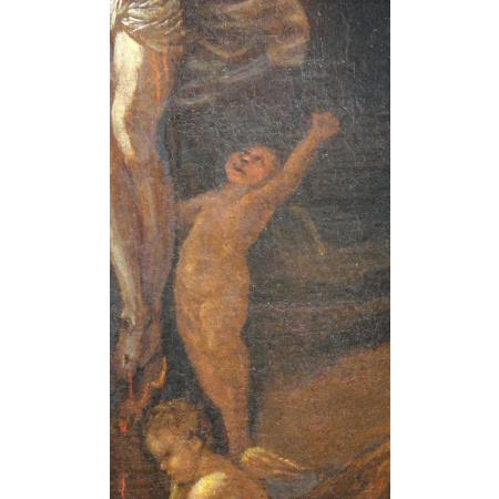 ANTIQUE GENOESE SCHOOL PAINTING - CRUCIFIXION - OIL ON CANVAS - 17TH CENTURY - photo 5