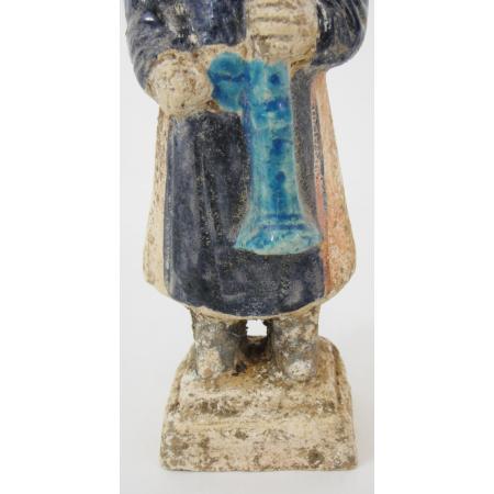 ANCIENT CHINESE TERRACOTTA STATUETTE - MING DYNASTY - SERVANT WITH TRUMPET - photo 3