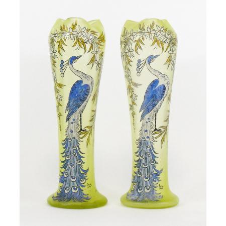 PAIR OF FRENCH VASES IN GLASS FRANCOIS THEODORE LEGRAS