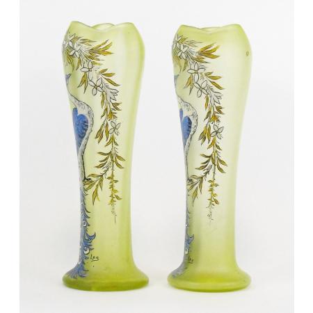 PAIR OF FRENCH VASES IN GLASS FRANCOIS THEODORE LEGRAS - photo 1