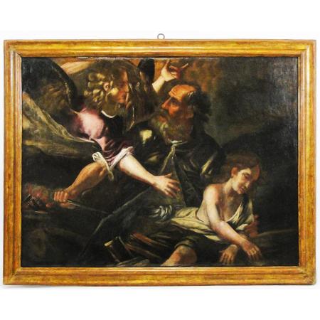 ANTIQUE PAINTING OIL ON CANVAS - SACRIFICE OF ISAAC - 17TH CENTURY - photo 1
