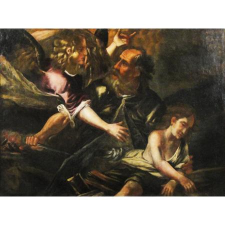 ANTIQUE PAINTING OIL ON CANVAS - SACRIFICE OF ISAAC - 17TH CENTURY