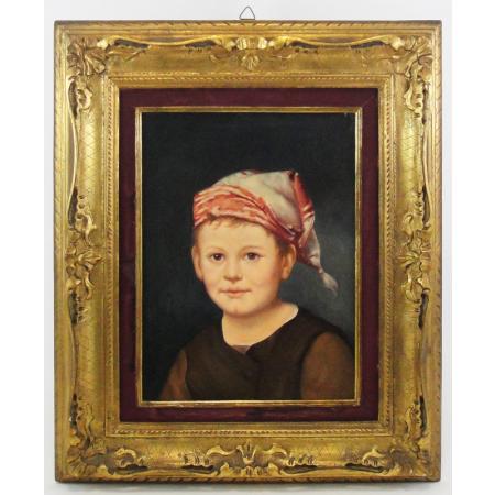 Federico Mazzotta (1839-1897) - Portrait of a child - Oil on canvas