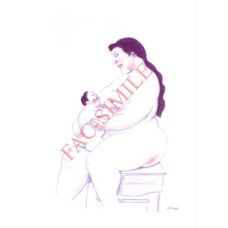 Fernando Botero - Mamma che allatta - Tecnica mista su carta - foto 19