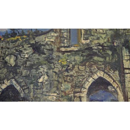 Maurice Utrillo (1883-1955) - Les ruines du Chateau de Chalucet - Olio su cartone - foto 9